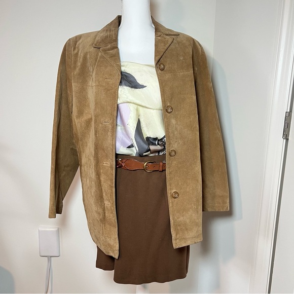 NY & Co 90s/Y2K Classic Genuine Suede Leather Jacket Light Tan Camel 🧥✨ - Picture 16 of 16